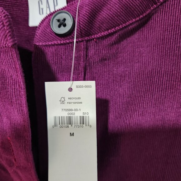 Gap Women's NEW Plum Purple Corduroy Short Puff Sleeves Mini Dress - Medium - Picture 3 of 8